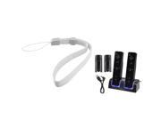 Black Dual Remote Charger Dock Station For Wii 2 White Hand Wrist Strap Control