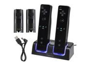 Charger Dock 2 X Battery For Nintendo Wii Remote