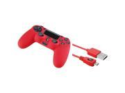 eForCity Red Silicone Skin Controller Case with FREE 6 FT Red Micro USB 2 in 1 Cable Compatible with Sony PlayStation 4