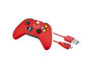 eForCity Red Controller silicone Case with FREE 6FT Red Micro USB 2 in 1 Cable Compatible with Xbox One