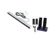 eForCity Black Remote Control Dual Charging Station Wired Sensor Bar For Nintendo Wii