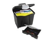 Storex Portable File Storage Box w Drawer Letter Latch Black