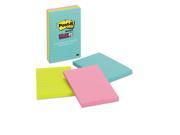 Post it Super Sticky Note Pads 4 x 6 3 Pads 270 Total Sheets Miami Color Collection