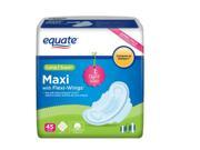 Equate Maxi Pads Long Super with Wings 45 count