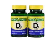 Spring Valley Vitamin D3 Dietary Supplement Softgels 1000 IU 100 count 2 pk