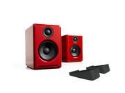 Audioengine A2 Limited Edition Premium Powered Desktop Speaker Package Red With DS1 Desktop Speaker Stands