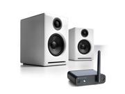 Audioengine A2 Limited Edition Premium Powered Desktop Speaker Package White With B1 Bluetooth Music Receiver