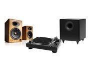 Music Hall USB 1 Turntable Package With Pair of Audioengine A5 Bookshelf Speakers Bamboo and S8 8 Subwoofer Black