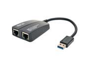 Tripp Lite U336 002 GB USB 3.0 to Dual Port Gigabit Ethernet Adapter 10 100 1000 Mbps