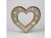 14 Red Silver Metal Battery Operated LED Lighted Heart Symbol Gerson Wall Decor 92532