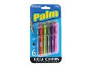 Bazic Palm Mini Ballpoint Pen with Key Ring Assorted Pack of 6