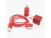 SMAVCO RED Mini USB Car Charger Travel Charger 3ft USB Sync Charge Cable for AT T T Mobile Verizon Sprint Apple iPhone 4 4S