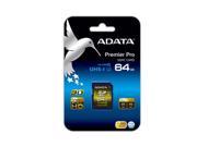 ADATA 64GB Premier Pro SDXC UHS 1 Class 10 High Performance 95MB s Memory Card Model ASDX64GUI1CL10 R