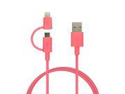 Team 2 in 1 Lightning And Micro USB Charging and Sync Cable Pink 100cm Model TWC02K01
