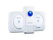 Portable Wireless Doorbell Kit 52 Chime Tones Operating at 1000ft 300m Range 1 Push Button Transmitter 2 Doorbell Chimes