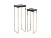 Benzara 70676 Alluring Stainless Steel Wood Vinyl Nest Table 4