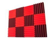 Seismic Audio SA FMDM2 Red Burgundy 6Each 12 Pack of Red Burgundy 2 Inch Studio Acoustic Foam Sheets Noise Canceling Foam Wedge Tiles