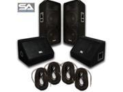 Seismic Audio Pair of Dual 12 PA Speakers 10 Floor Monitors and 4 50 Cables