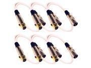 Seismic Audio SAPGX 2White 6Pack 6 Pack of 2 Foot Gold Plated White XLR Mic Microphone Patch Cable Cord Balanced