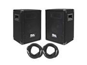 Seismic Audio SA 8 PKG32 Pair of 8 DJ Speakers with two 35 Speaker Cables 8 Inch DJ Loudspeakers Club Speakers