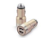 Gold Dual USB Metal Alloy Car Charger Adapter USB Port Smart IC Chip Cell Phone