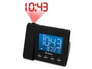 Electrohome Projection Alarm Clock with AM FM Radio Battery Backup Auto Time Set Dual Alarm 3.5mm Audio Input