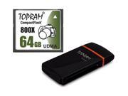 TOPRAM 64GB CF 800X 64G CompactFlash Memory Card Extreme Speed Fast UDMA RAW read 120MB s write 60MB s with USB 3.0 Reader