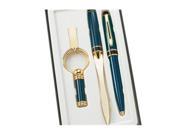 Aeropen International GK 3004 3 Pcs. Set Blue Marble BP Pen Letter Opener and Key Ring with Gift Box