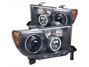 ANZO 111174 Projector Headlights Halo With LED Bar Black Clear