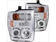 ANZO 111272 Ford Superduty 11 15 Projector Headlights Chrome Clear