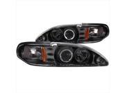 ANZO 121038 Ford Mustang 94 98 1 Piece Projector Headlights Halo Black Clear