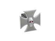 DefenderWorx 61064 Iron Cross Polished w Chromed Skull 2 Inch Billet Hitch Cover