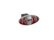 DefenderWorx 61071 Flames w Chromed Skull Red Oval 2 Inch Billet Hitch Cover