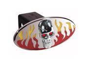 DefenderWorx 61072 Flames w Chromed Skull Red Yellow Oval 2 Inch Billet Hitch Cover