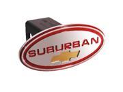 DefenderWorx 35012 Chevy Suburban Red w Gold Bowtie Oval 2 Inch Billet Hitch Cover