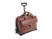 Siamod 45294 Carugetto Cognac Leather Detachable Wheeled Laptop Case