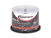 Innovera 46830 DVD R Discs Hub Printable 4.7GB 16x Spindle Matte White 50 Pack