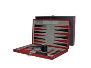 CHH 3042L 18 Inch Black and Red Leatherette Backgammon Set