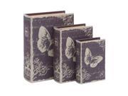 Benzara 54166 Book Box Set With Paris Butterfly Theme