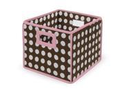 Badger Basket 00224 Folding Basket Storage Cube Pink Trim Brown Polka Dot