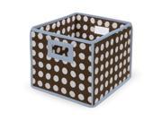Badger Basket 00225 Folding Basket Storage Cube Blue Trim Brown Polka Dot Set Of 2