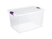 Sterilite 66 Quart ClearView Latch Storage Container With Sweet Plum Handles 17 Pack of 6