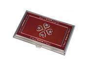 Visol V718B Visol Red Lacquer with Embedded Crystals Business Card Case for Women