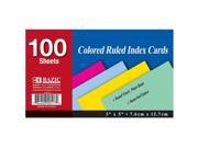 Bazic 517 36 100 Ct. 3 in. x 5 in. Ruled Colored Index Card Pack of 36