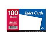 Bazic 520 36 100 Ct. 3 in. x 5 in. Unruled White Index Card Pack of 36