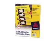 Avery Consumer Products AVE73601 Self Adhesive Lamination Sheets 9in.x12in. Clear