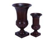 Benzara 53159 Stylish Metal Vase Planter with Brown Finish Set of 2