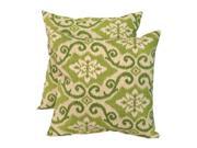 Greendale Home Fashions OC4803S2 SHOREHAM Outdoor Accent Pillows Set of Two Green Ikat