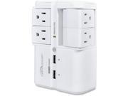 Power Surge Wall Tap 4 Outlets 2 Ports White