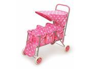 Badger Basket 09924 Pink With White Polka Dots Triple Doll Stroller